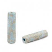 DQ Griechische Keramik Perle Gold spot Tube 20x5mm Haze blue